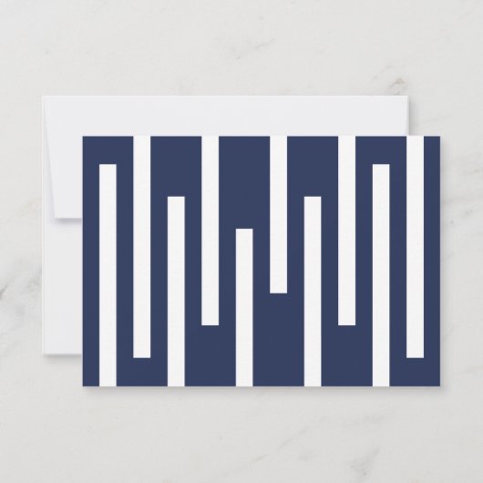 ジオメトリックネイビーブルーホワイトメニュー選択ウェディングRSVP 出欠カード (裏面)