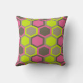 ジオメトリックハニカムピンク緑茶 クッション (裏面)