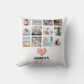 ジオメトリックハートベイビーの最初の1年フォトコラージュ クッション (正面)
