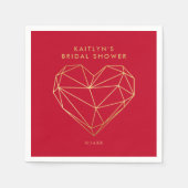 ジオメトリックハート バレンタインデー ブライダルシャワー スタンダードカクテルナプキン (正面)