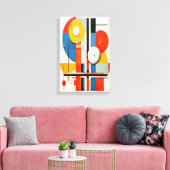 ジオメトリックバウハウスミニマル抽象芸術アート キャンバスプリント (インサイチュ (リビング))