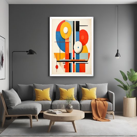 ジオメトリックバウハウスミニマル抽象芸術アート ポスター