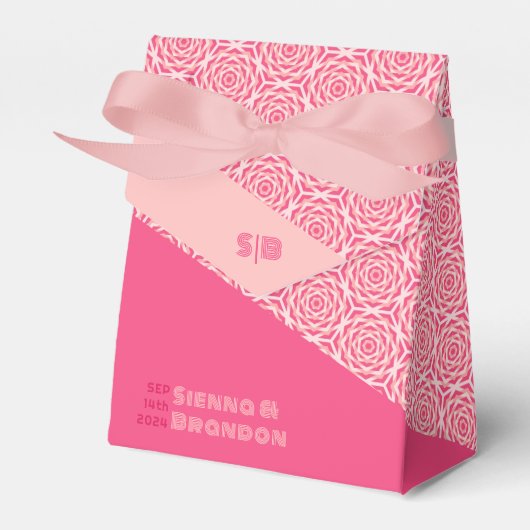 ジオメトリックバラ赤い結婚式の引き出物ボックス フェイバーボックス (正面サイド)