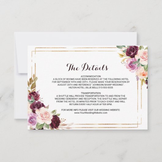 ジオメトリックバー結婚ガンディの詳細挿入カード 招待状 (正面)