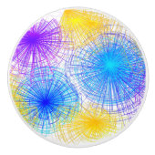 ジオメトリックパープルイエローブルーらせん状 セラミックノブ (正面)