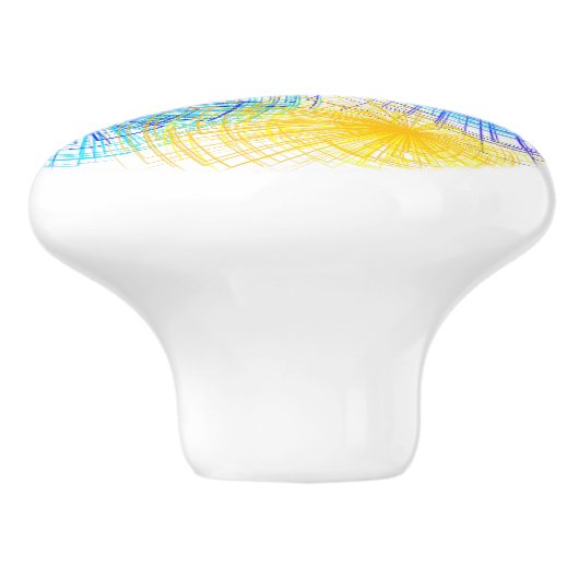 ジオメトリックパープルイエローブルーらせん状 セラミックノブ (側面)