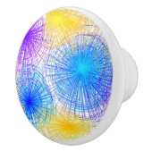 ジオメトリックパープルイエローブルーらせん状 セラミックノブ (右)