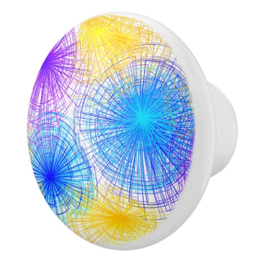 ジオメトリックパープルイエローブルーらせん状 セラミックノブ (右)