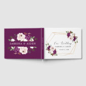 ジオメトリックパープル赤面ピンク結婚フローラ ゲストブック (全面)