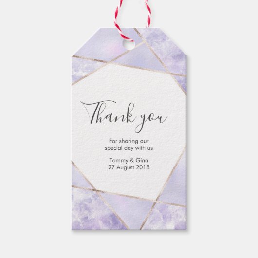 ジオメトリックパープル 個人名入れ サンクスギフトタグ ギフトタグ (正面)