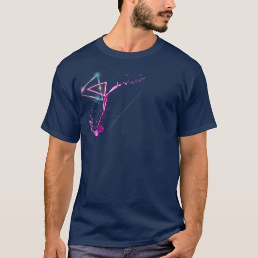 「ジオメトリックビア：バイオレット三角形T型」 Tシャツ (正面)