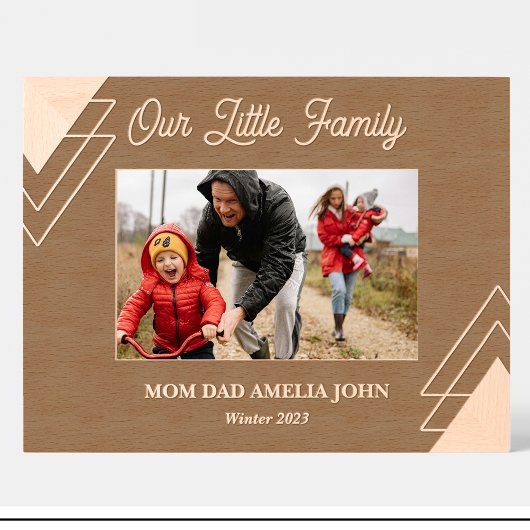 ジオメトリックファミリ名カスタム写真木枠 レーザー彫刻フレーム