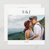 ジオメトリックフォトスクエアホワイト&ブラック2結婚's 招待状 (正面/裏面)