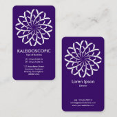ジオメトリックフラワー02 – 白オン深い紫 名刺 (正面/裏面)