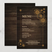 ジオメトリックフレーム付きラスティックウッド誕生日メニュー メニュー (正面/裏面)