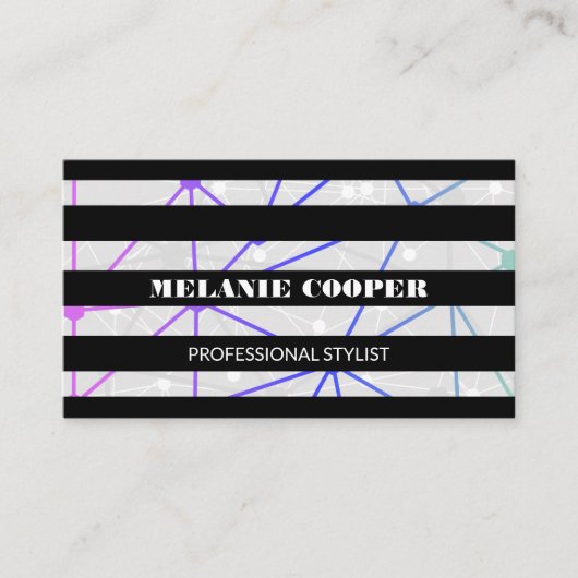 ジオメトリックブラックストライプズコンテンポラリー名刺 名刺 (正面)