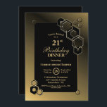 ジオメトリックブラック金ゴールド21stバースデーディナーパーティー 招待状<br><div class="desc">幾何学的なモダン黒と金ゴールドのフレーム21の誕生日ディナーパーティの招待状。</div>