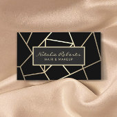 ジオメトリックブラック&金ゴールド美容師美しいサロン 名刺