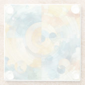 ジオメトリックブルーとイエローウォーターのカラー抽象芸術 ガラスコースター (裏面)