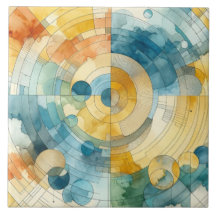 ジオメトリックブルーとイエローウォーターのカラー抽象芸術