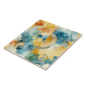 ジオメトリックブルーとイエローウォーターのカラー抽象芸術 タイル (側面)