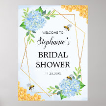 ジオメトリックブルーアジデンシアハニービーブライダルシャワー