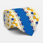 ジオメトリックブルーカラフルパターンネックタイ ネクタイ (ロール)