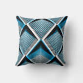 ジオメトリックブルーストライプのヴィンテージ：明るいオーバーレイ クッション (裏面)