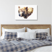 ジオメトリックベアイラストレーションキャンバス キャンバスプリント (インサイチュ (寝室))