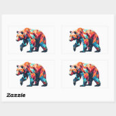 ジオメトリックベア 長方形シール (シート)