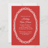 ジオメトリックホリデースパークルオープンハウスレッド 招待状 (正面)