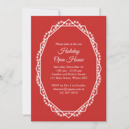 ジオメトリックホリデースパークルオープンハウスレッド 招待状