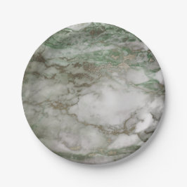 ジオメトリックホワイトグレーカララミントカリ金ゴールド大理石 ペーパープレート