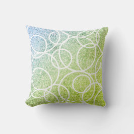 ジオメトリックホワイトサークルブルーグリーングリッター クッション