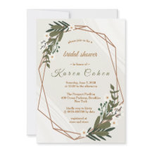 ジオメトリックホワイトフラワーズグリーンリーブライダルシャワー