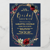 ジオメトリックボホワイルドフラワーブルーネイビーブライダルシャワー