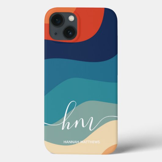 ジオメトリックミッドセンチュリーレトロウェーブズレインボートレンディー Case-Mate iPhoneケース (裏面)