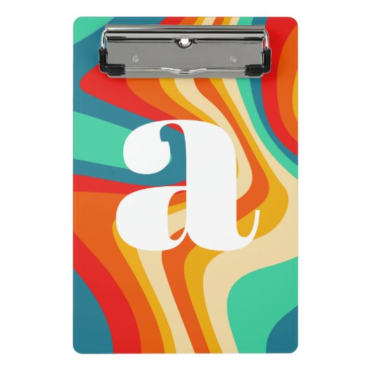 ジオメトリックミッドセンチュリーレトロ波虹トレンディー ミニクリップボード (正面)