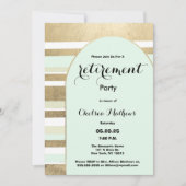 ジオメトリックミントグリーン金ゴールドアーチ退職パーティー 招待状 (正面)