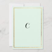 ジオメトリックミントグリーン金ゴールドアーチ退職パーティー 招待状 (裏面)