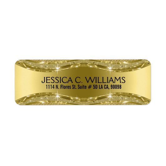 ジオメトリックメタリック光沢のある金ゴールドテクスチャ ラベル (正面)