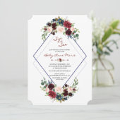 ジオメトリックメルロネイビーフローラシップ&ベビーシャワーを参照 招待状 (スタンド正面)