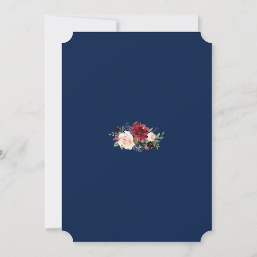 ジオメトリックメルロネイビーフローラシップ&ベビーシャワーを参照 招待状 (裏面)