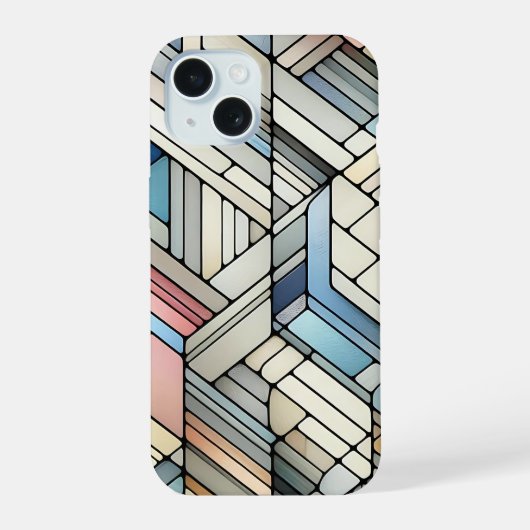ジオメトリックモザイク iPhone 15ケース (裏面)