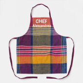 ジオメトリックモダンスクエアマドラスプレイドパターン エプロン (正面)