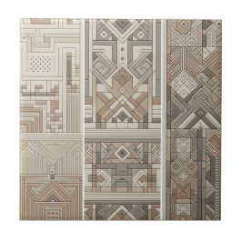 ジオメトリックヴィンテージシックOatmealソフトブラック タイル