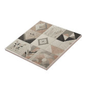 ジオメトリックヴィンテージシックOatmealソフトブラック タイル (側面)