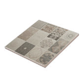 ジオメトリックヴィンテージシックOatmealソフトブラック タイル (側面)