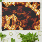 ジオメトリック三角形オレンジブラウンブラック抽象芸術 キッチンタオル (折り畳み)