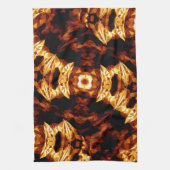 ジオメトリック三角形オレンジブラウンブラック抽象芸術 キッチンタオル (縦)